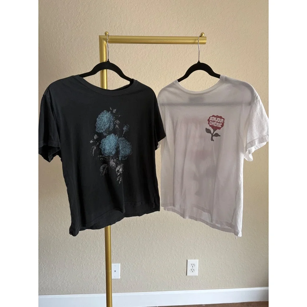 Girl Dangerous Graphic Tee Bundle Black Blue Rose White Bonjour Cherie Medium